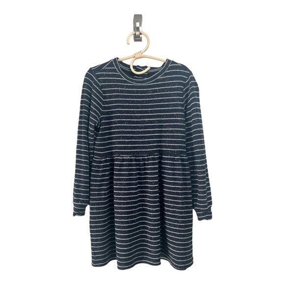 LOFT Striped Button Back Swing Dress in Navy Multi Color Specks & Metallic - Picture 4 of 15